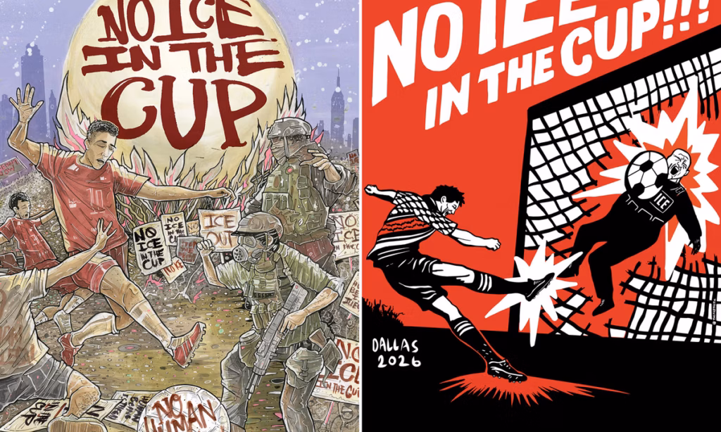 Artists create Fifa World Cup posters denouncing presence of US immigration agents