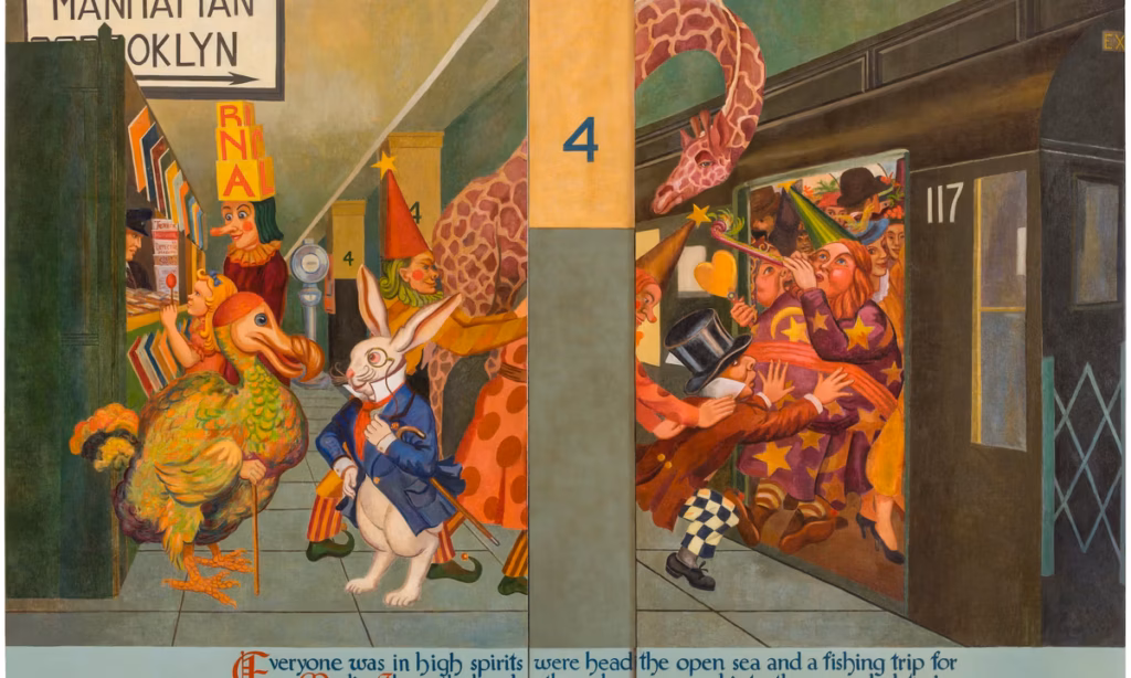 Rescued mural depicting Alice’s adventures in New York wonderland back on view for first time in decades