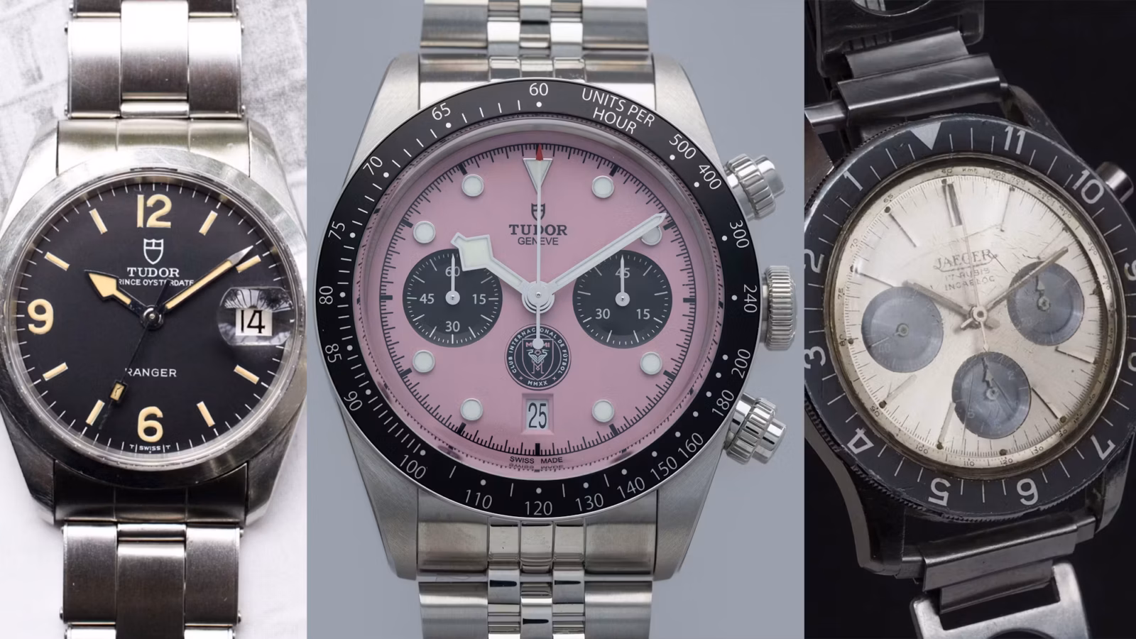 A Glimpse Into Horological Luxury: The Limited Edition Inter Miami Tudor And More Bring A Loupe: A Limited Edition Inter Miami Tudor, A Jaeger 4ATM, A Longines Ultra Chron Jumbo, And A Pair Of Tudor Rangers