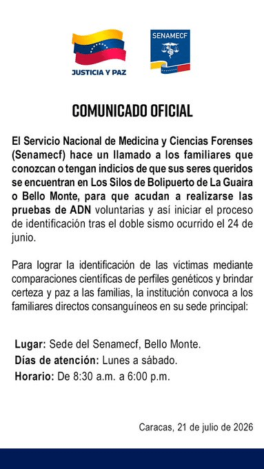 Convocan a familiares a realizarse prueba de ADN para identificar cuerpos en Los Silos y morgue de Bello Monte