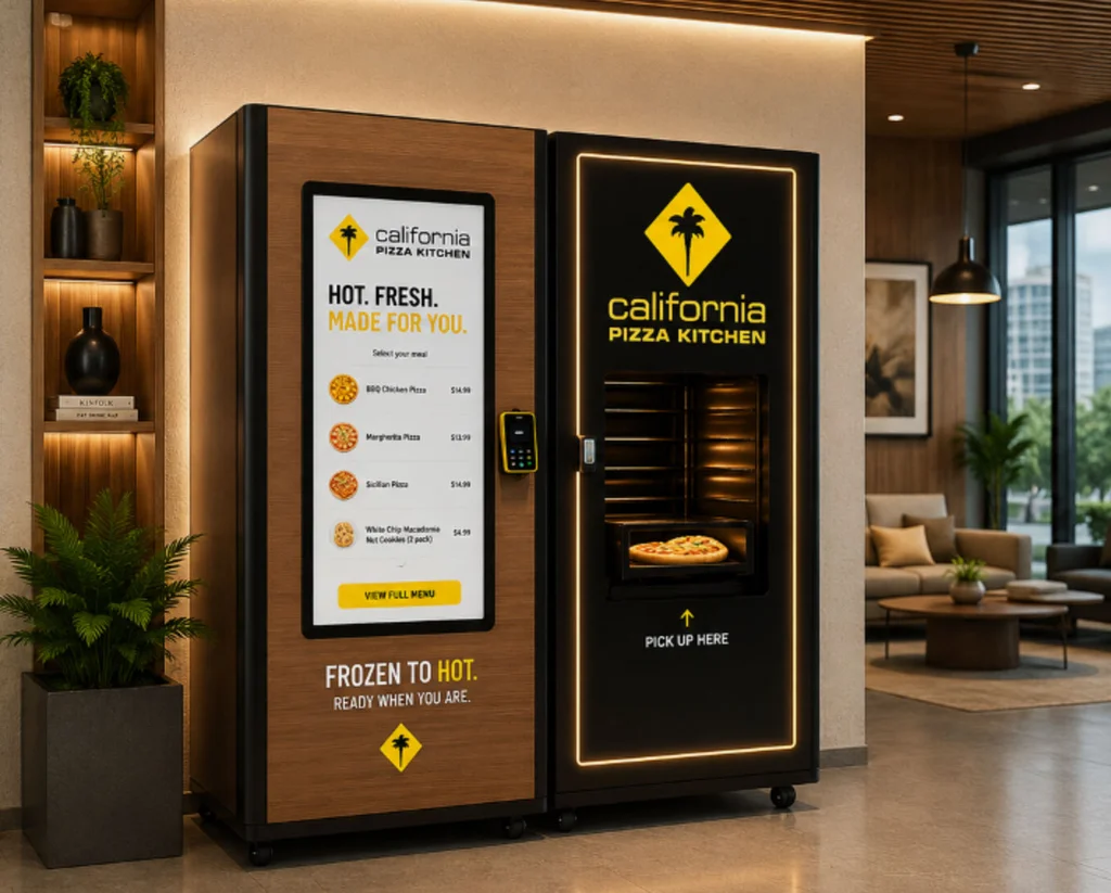 This vending machine makes a California Pizza Kitchen pizza in 90 seconds. Now 1,000 could be coming