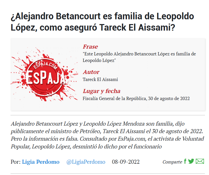Alejandro Betancourt no es primo de Leopoldo López como corre por redes