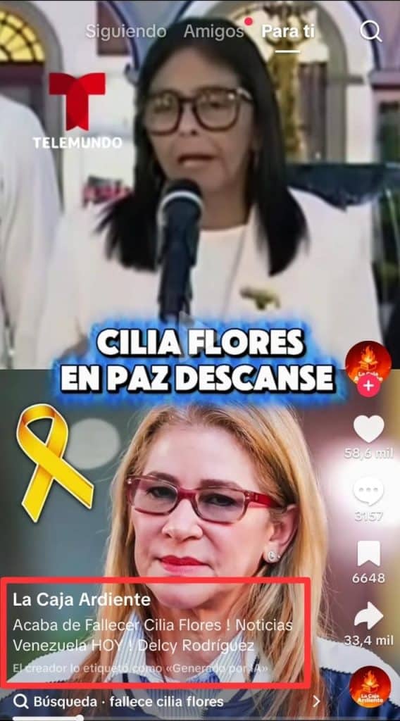 Audio atribuido a Delcy Rodríguez sobre la supuesta muerte de Cilia Flores fue generado con IA