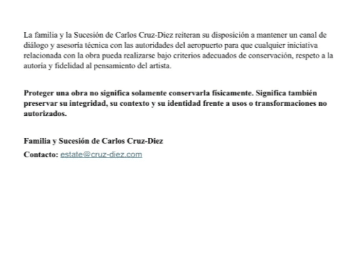 Familia de Carlos Cruz-Diez alerta sobre uso no autorizado de su obra en el aeropuerto temporal de Maiquetía