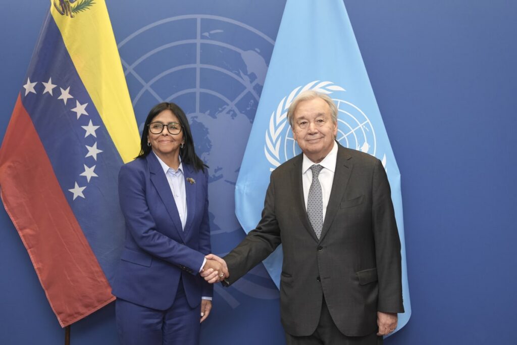 Guterres recibe a Delcy Rodríguez antes de intervenir en la ONU
